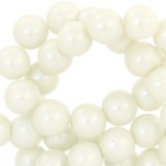 Glaskralen pearl glitter 6mm Lichtgroen beige